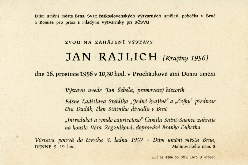 Jan Rajlich. Krajiny 1956 – oleje, akvarely, kresby